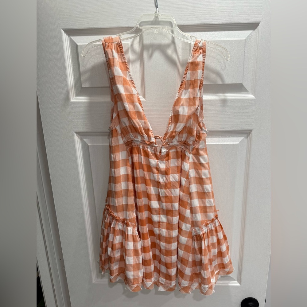 Women's Etiquette Dress Orange and white plaid/gingham size Small